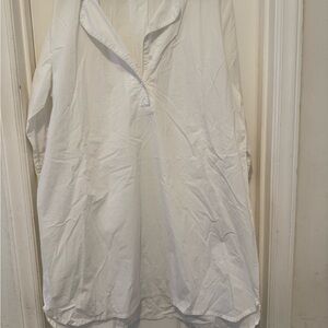 The Company Store White Oversized Long Sleeve Polo Shirt